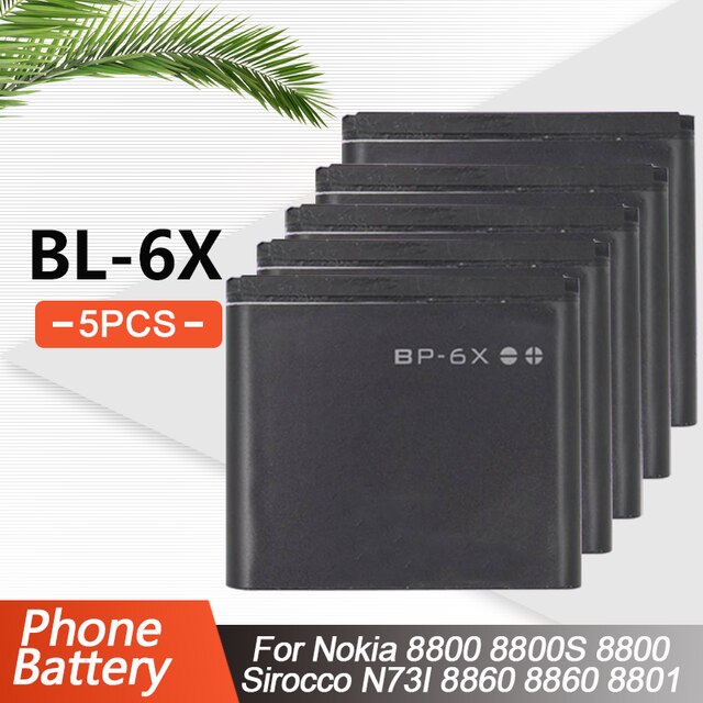 1-5 stk 3.7v 700 mah bp -6x bp 6x bp6x erstatnings telefon batteri til nokia 8800 8800s 8800 sirocco  n73i 8860 lithium batteri: 5 stk