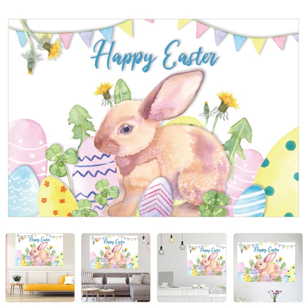 1Pc Cartoon Bunny Photo Background Easter Eggs Wall Backdrop for Photography: Assorted Color 3