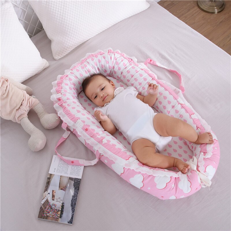 85*50cm Babynest Bett Tragbare Krippe Reise Bett Kleinkind Kleinkind Baumwolle Krippe Wiege Für Neugeborene Baby Kindergarten Tragetasche co Schläfer Bett