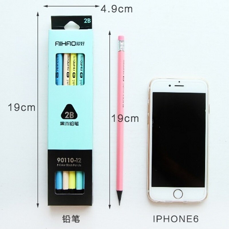 12 stk/parti 5 farger svart pastell standard blyant natur tre 2b hb macaron blyanter skrivesaker til tegning kontor skolerekvisita