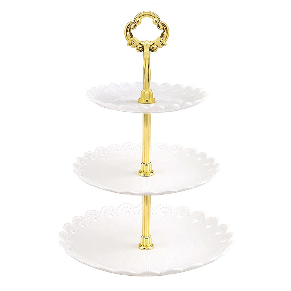 3-Tier Detachable Cake Stand European Style Dessert Cake Plate Stand Afternoon Tea Wedding Dessert Holder: white