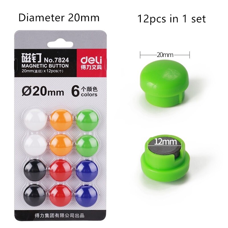 Botón magnético clásico para pizarra blanca, alfiler magnético para nevera de 15mm/17mm/20mm/30mm/40mm, suministros escolares y de oficina, H6699: 20mm