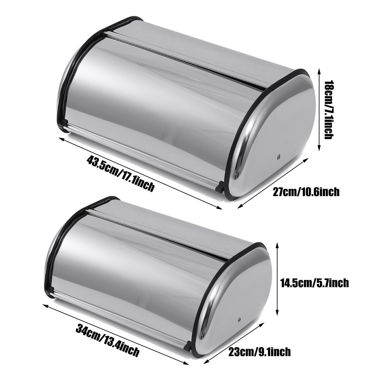 Roll Top Stainless Steel Bread Box Storage Bin Food Storage Container Kitchen Pastry Bread Holder with Visibility Window: L / without window