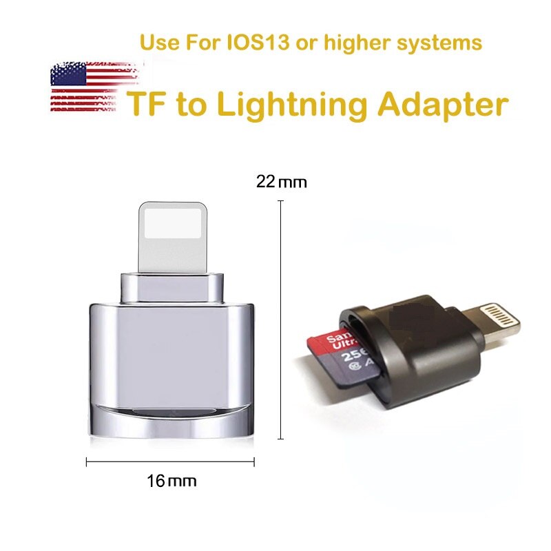 Mini lecteur de carte MicroSD Lightning pour iPhone 11 Pro Max Xr, lecture de vidéo, transfert de données Photo, adaptateur caméra TF, Excel, fichier Word