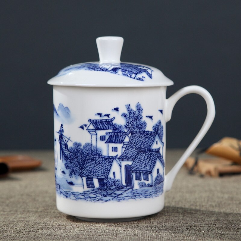 500ml Handmade Dragon Jingdezhen Bone China Tea Mug with Lid Ceramic Tea Infuser Tea Cup Office Water Cup Mug Drinkware: B