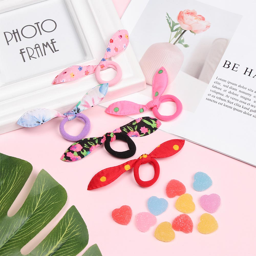 10/20 sztuk dzieci słodkie polka łuk królik uszy z pałąkiem na głowę elastyczne liny robić włosów dziewczyna pierścień Scrunchy dzieci kucyk uchwyt akcesoria robić włosów