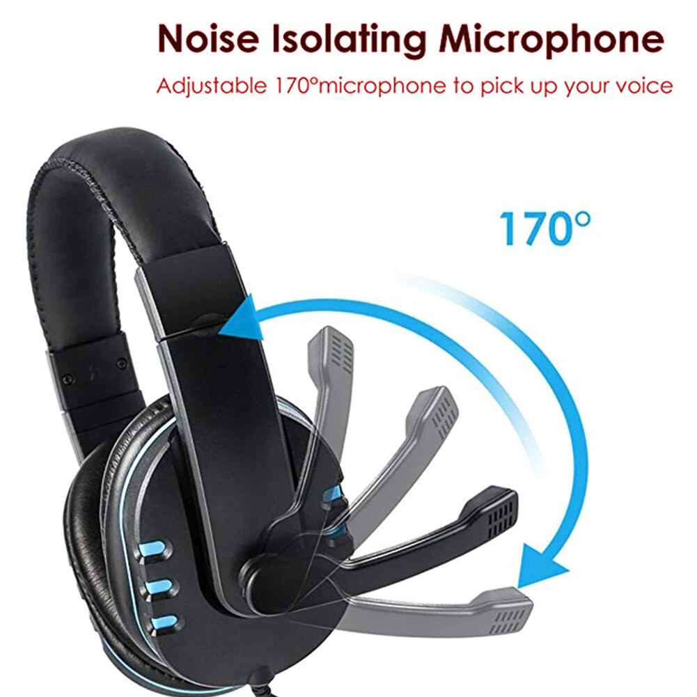 3.5mm Gaming Headset Noise Reduction Surround Sound Stereo PS5 PS4 Wired Earphone with Mic for Laptop Tablet Smart Phone Black