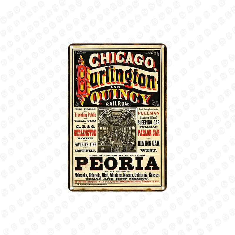 Train Railway Metal Tin Sign Wall Sticker Home Tavern Cafe Barber Shop Kitchen Decor Retro Plaques