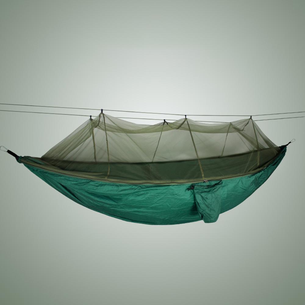 Hängmatta med myggnät resehängmatta nylon för vuxencamping utomhushängande svängsäng bärbar campingtält sovsäng