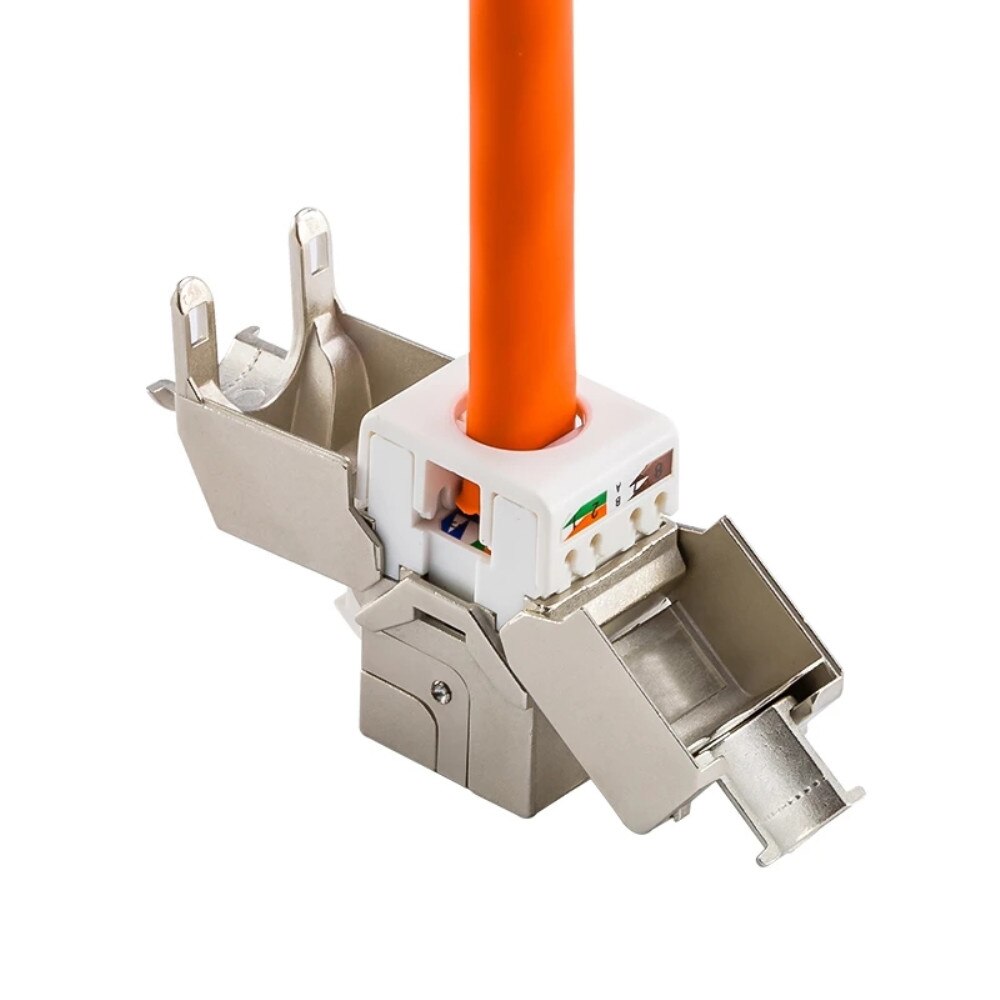 RJ45 Female Connector Cat5e Cat6 Cat6A Network Toolless Keystone Module Full Shielded RJ 45 Socket To LSA Toolfree Termination