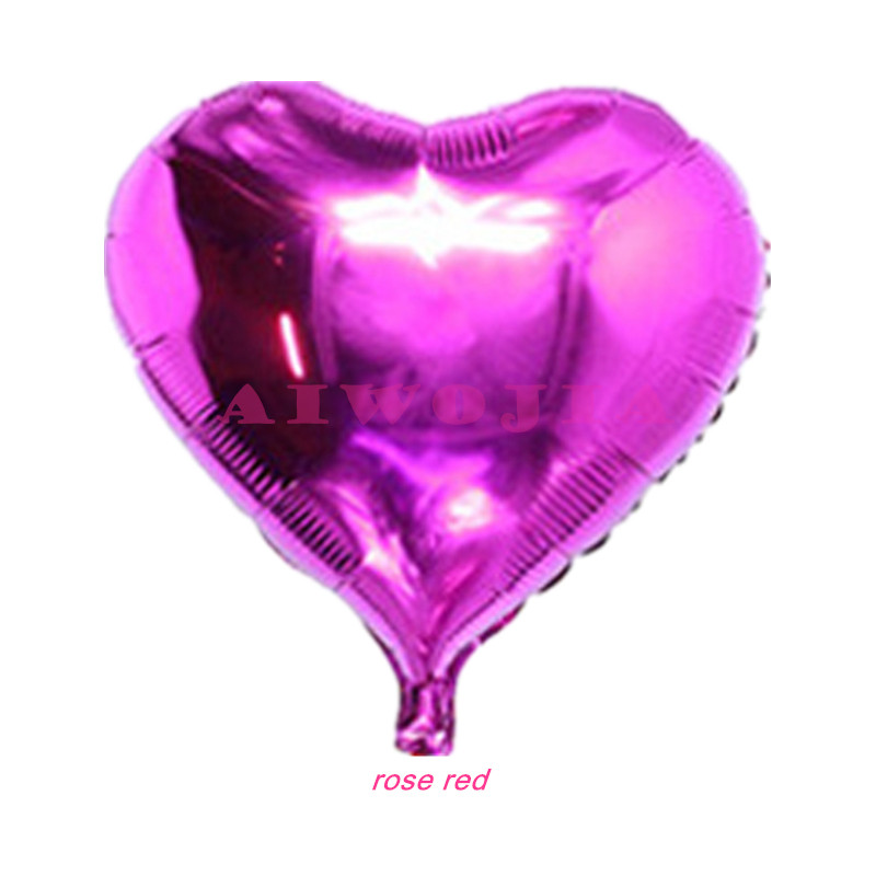 5 stk 10 tommer hjerteballoner bryllupsdekoration folieballoner oppustelig bold til fødselsdag bryllupsfest ballonforsyning 5z: Rosenrød