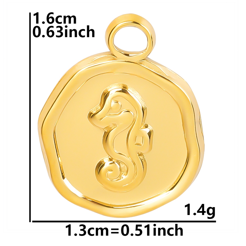 Colgante de acero inoxidable para la fabricación de joyas, dijes de animales marinos, concha, estrella de mar, Tortuga, tiburón, mariposa, Color dorado, 5 unidades por lote: Color oro puro