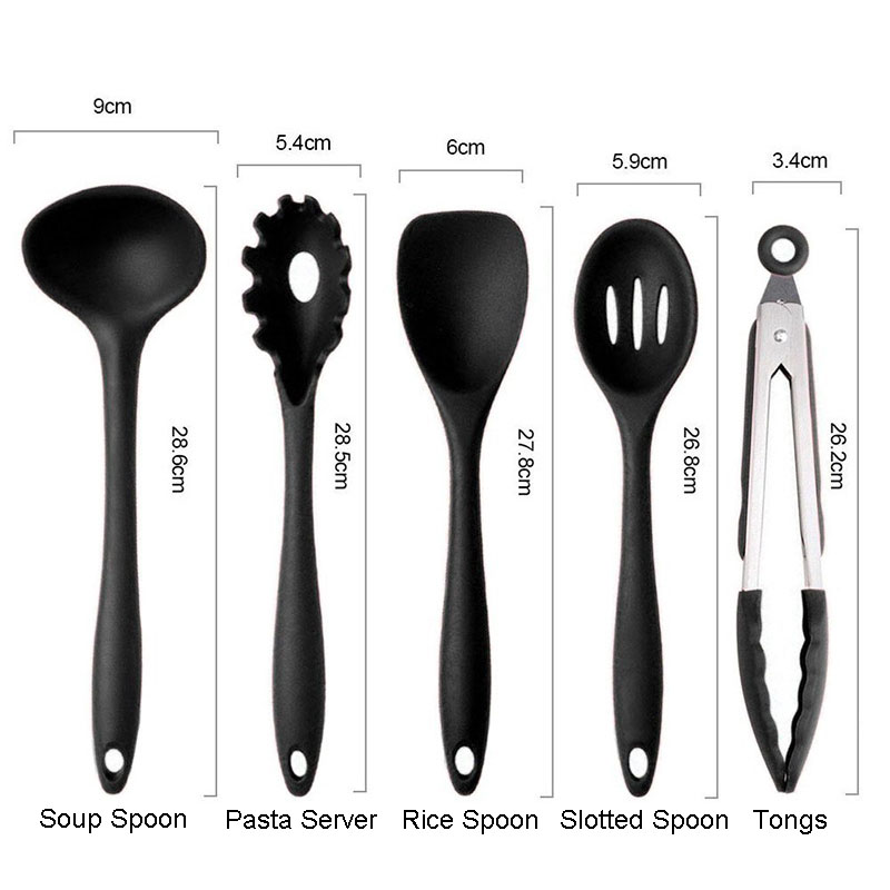 Utensilios de cocina, horno de silicona resistente al calor de 10 piezas y conjunto de utensilios para cocina-Turner, batidor, cuchara, cepillo, espátula, pinzas