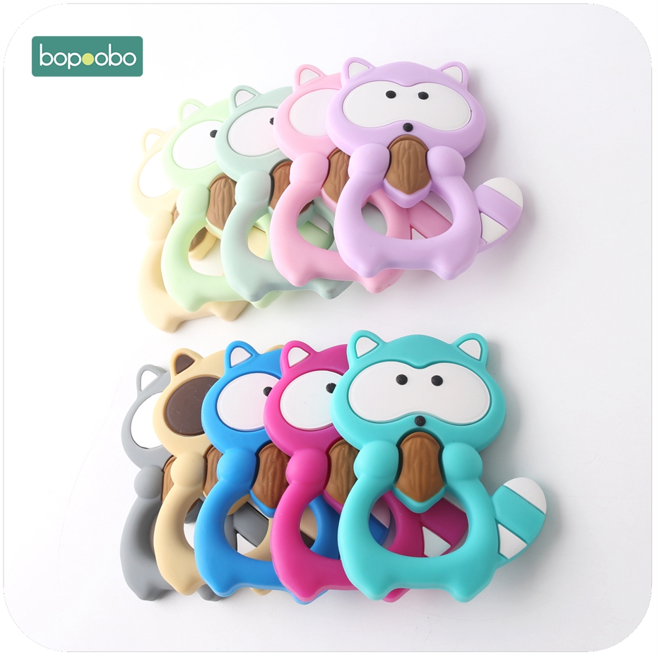 Bopoobo 1pc silikonbitringstillbehör silikon tvättbjörn gör-det-själv smycken amningstillbehör matklassade sensoriska leksaker babybitring