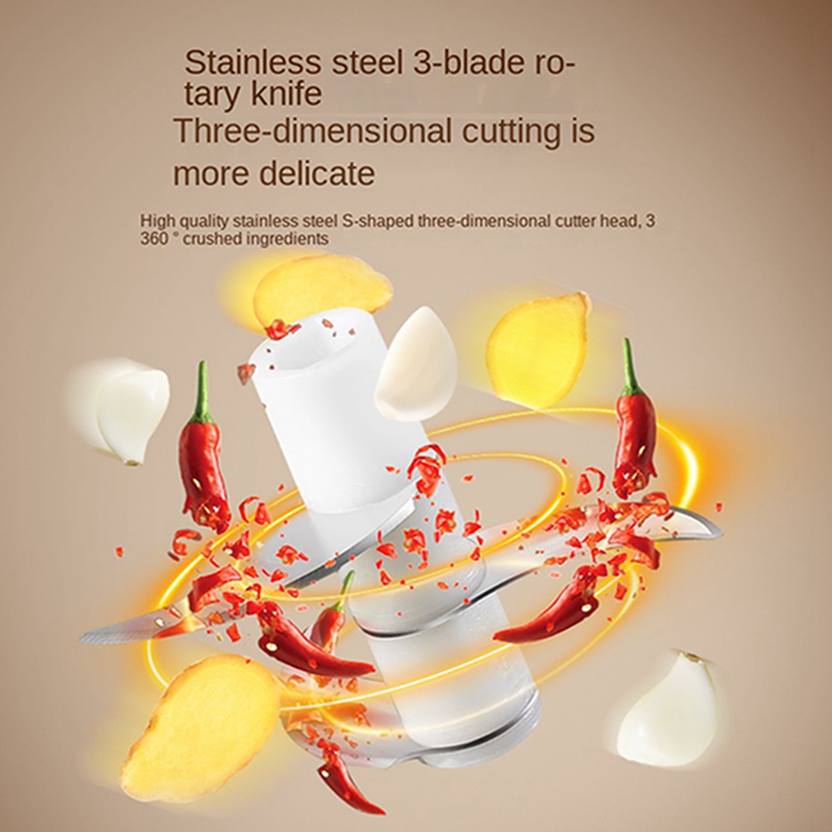 Mini picadora de ajo eléctrica portátil, procesador de alimentos inalámbrico, picadora de ajo para cebolla, jengibre y Chile, 250ML