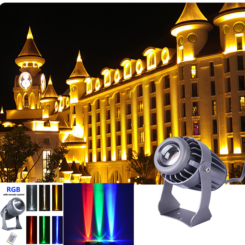 Outdoor LED RGB Spotlight 10W with Remote Control Landscape Lighting 85-265V Red Green Blue Wall Light IP66 Waterproof