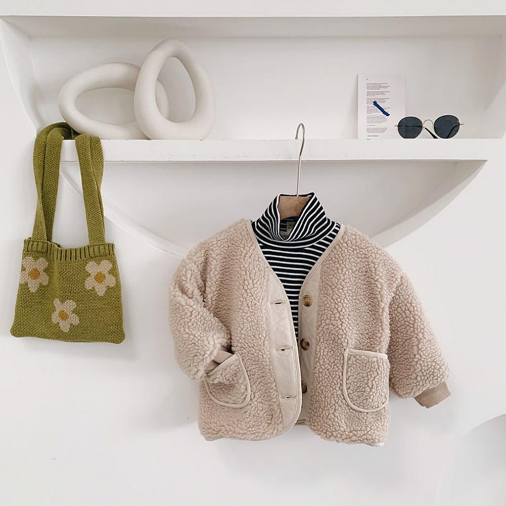 Lined Coat Button Closure Warm Soft Girls Jacket for Autumn Kids Colthing Warm Padding Jacket For Girl Outerwear Coats