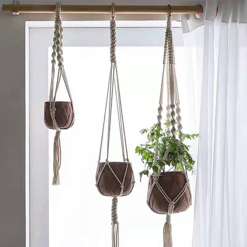 macrame wall hanging planter hangers air plant hanger holder balcony decoration wall planter pot woven basket bohemian makrama