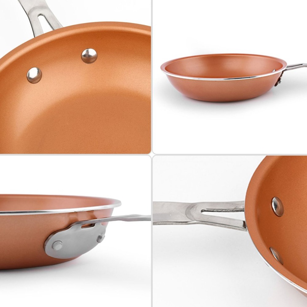 Non-stick Copper Flat Frying Pan with Ceramic Coating and Induction Cooking Oven & Dishwasher Safe Kitchen Frying Pan