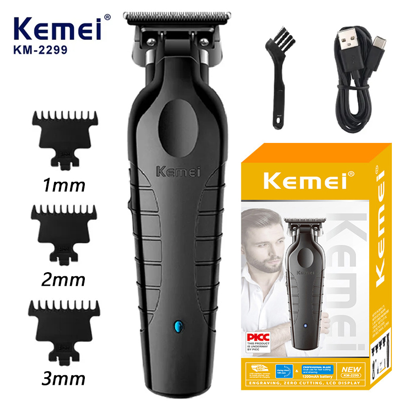 Kemei Professionele Tondeuse Kit KM-2296 KM-2299 KM-2293 Elektrische Tondeuse Mannelijke Haar Snijmachine Heren Trimmer Machine: Black