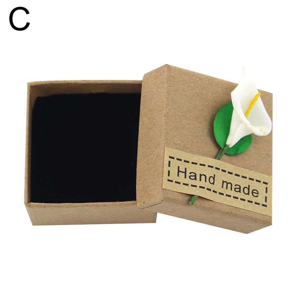 1pc kraftpapper kartong stor låda svart vit presentförpackning lock kartong papperslåda stor förpackningslåda kosmetisk förpackning: Med blomma