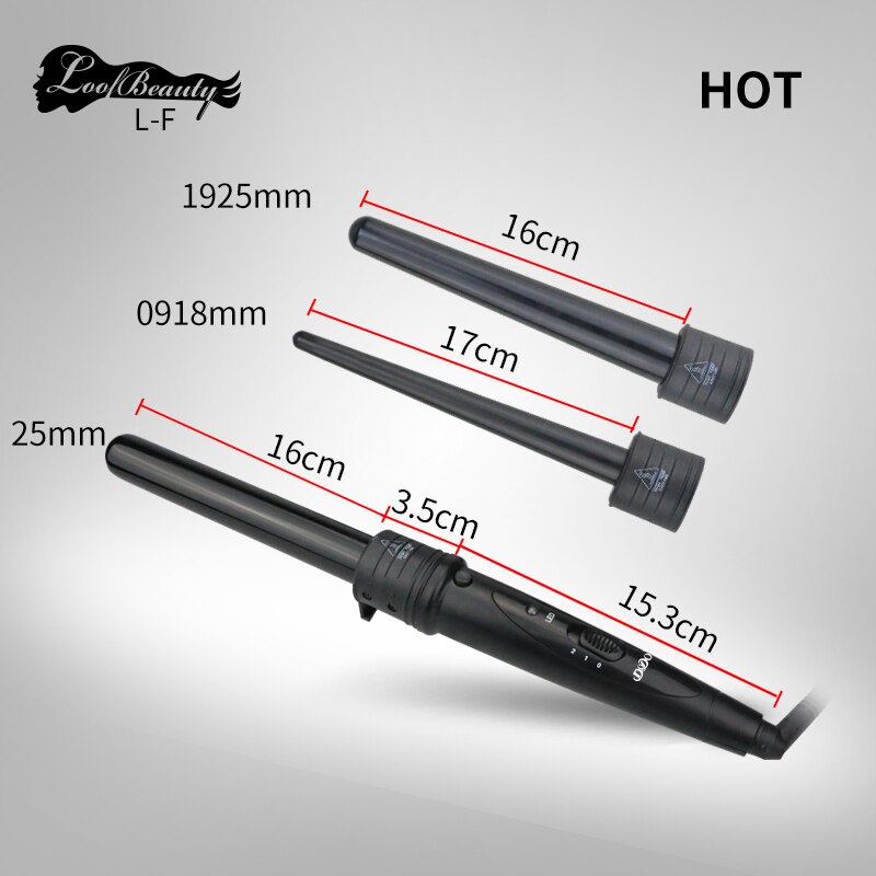 DODO 3 In 1 Hair Curlers Care Styling Curling Wand Interchangeable 3 Parts Clip Hair Iron Curler Set Curler Hair Styles Tool