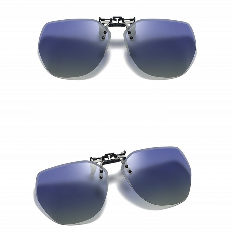 Sunglasses Polarized Clip Women Men Frameless UV400 Lightweight Color Change Lenses Polarized Flip-up Sun Glasses Eyewear