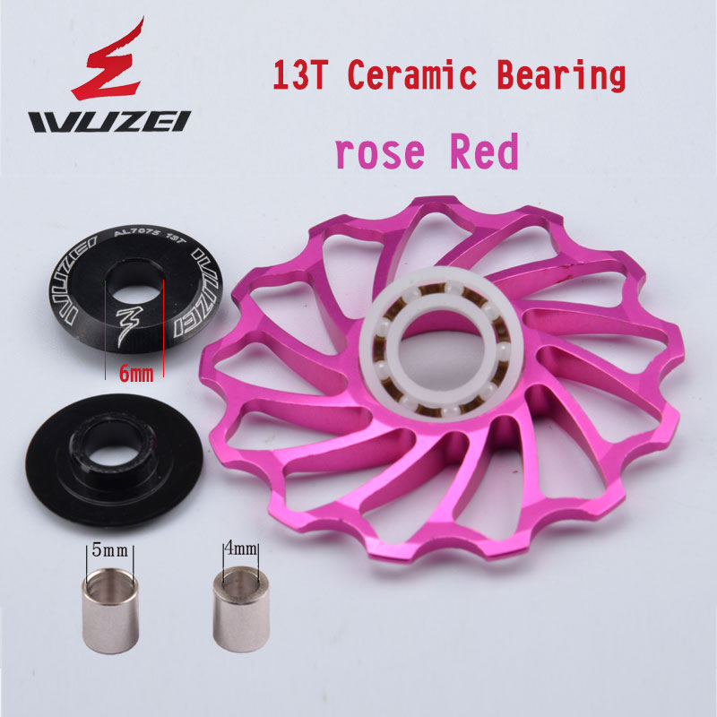 WUZEI — 2 pièces, roue dentée et galet pour dérailleur arrière, à 11, 12 et 13 dents, en céramique et alliage aluminium, pour vtt, guide poulies en céramique: 13T  purple
