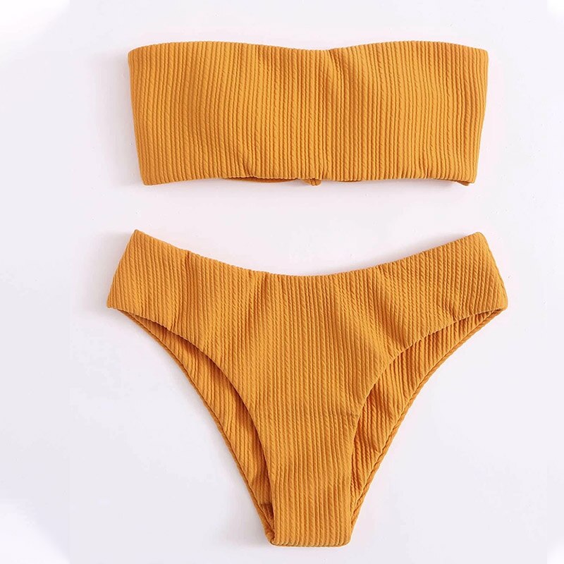 Para Praia 2022 Sexy Bandeau Bikini Vrouwelijke Braziliaanse Bikini Set Hoge Cut Badmode Groen Vrouwen Micro Groene Badpak Biquini: YELLOW / S