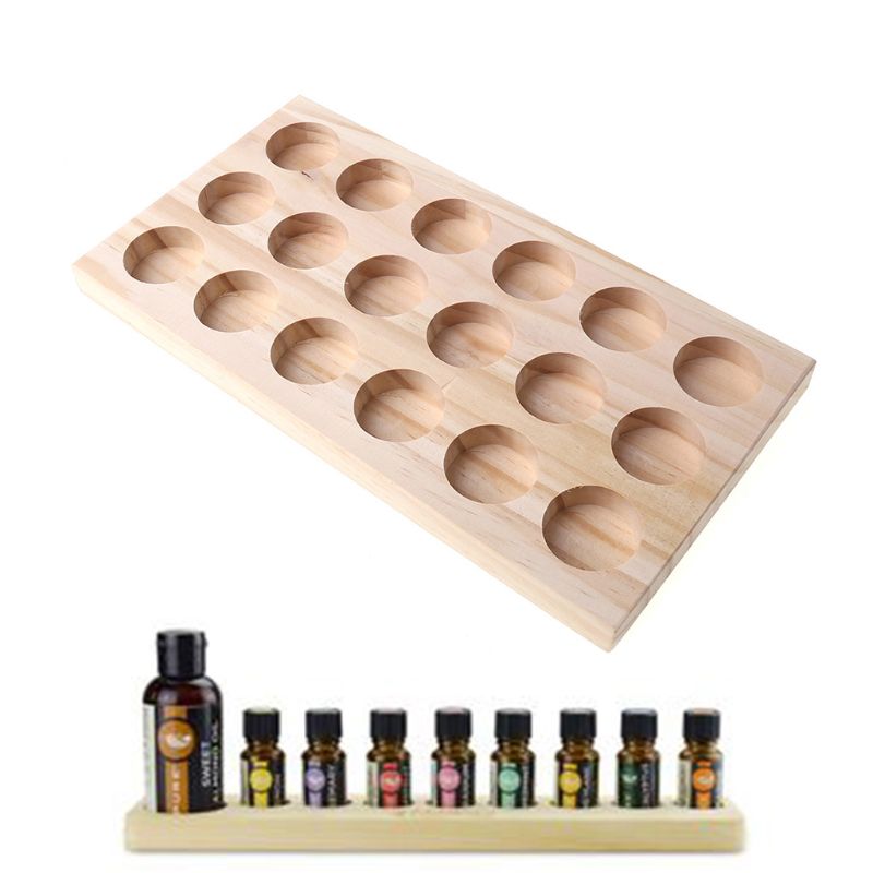 1 Pc Wooden Essential Oil Tray Handmade Natural Pine Wood Display Rack Demonstration Station Storage Stand