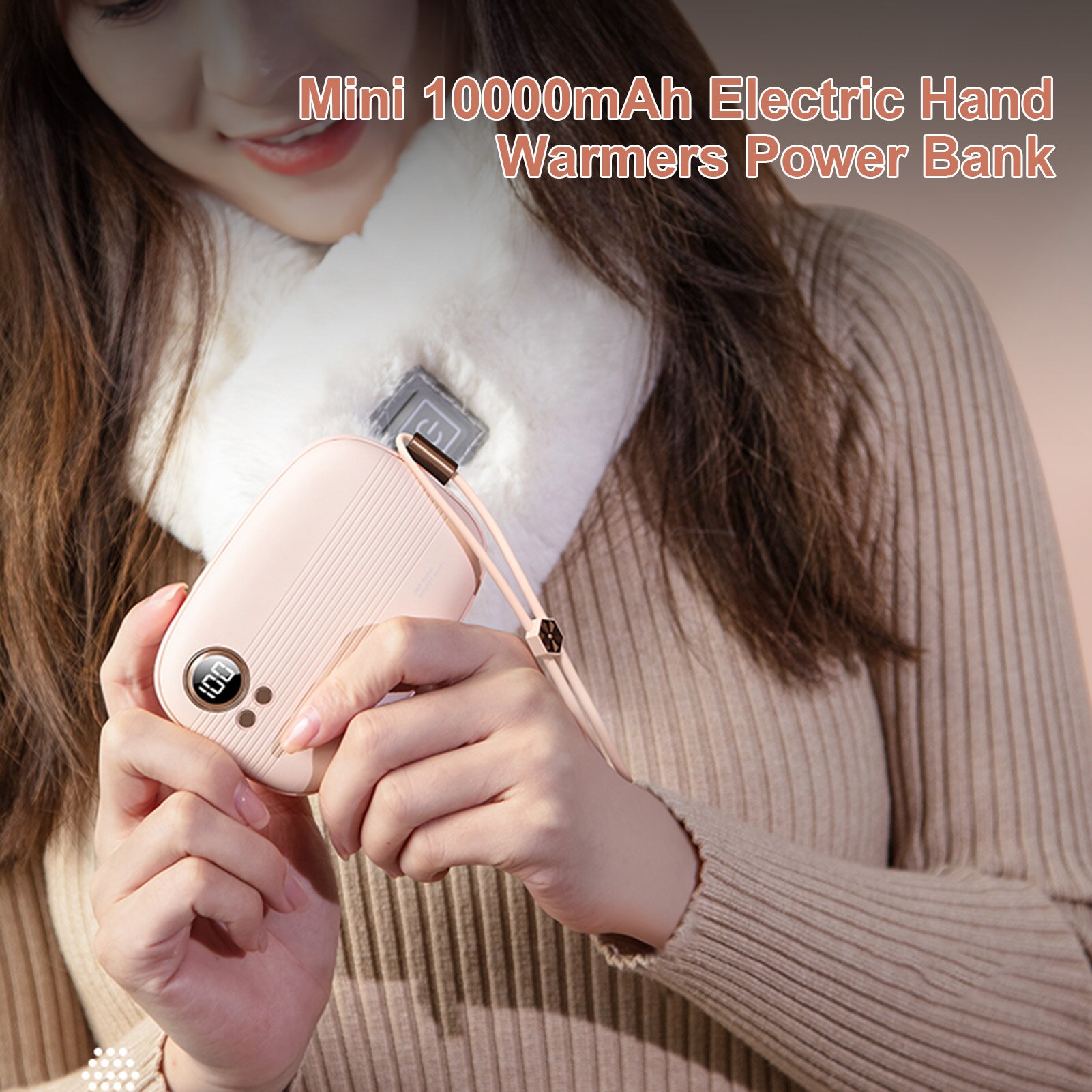 10000mAh Power Bank Mini Electric Hand Warmer USB Rechargeable Winter Heater Household Outdoor Travel Handy Warming Tool