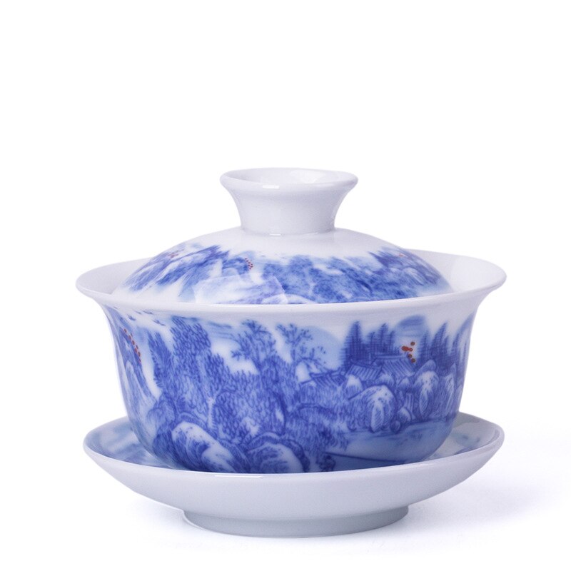 China Hand Painted Tea Set White Porcelain Gaiwan Set Tea Porcelain Pot Set For Travel Beautiful And Easy Kettle: 3