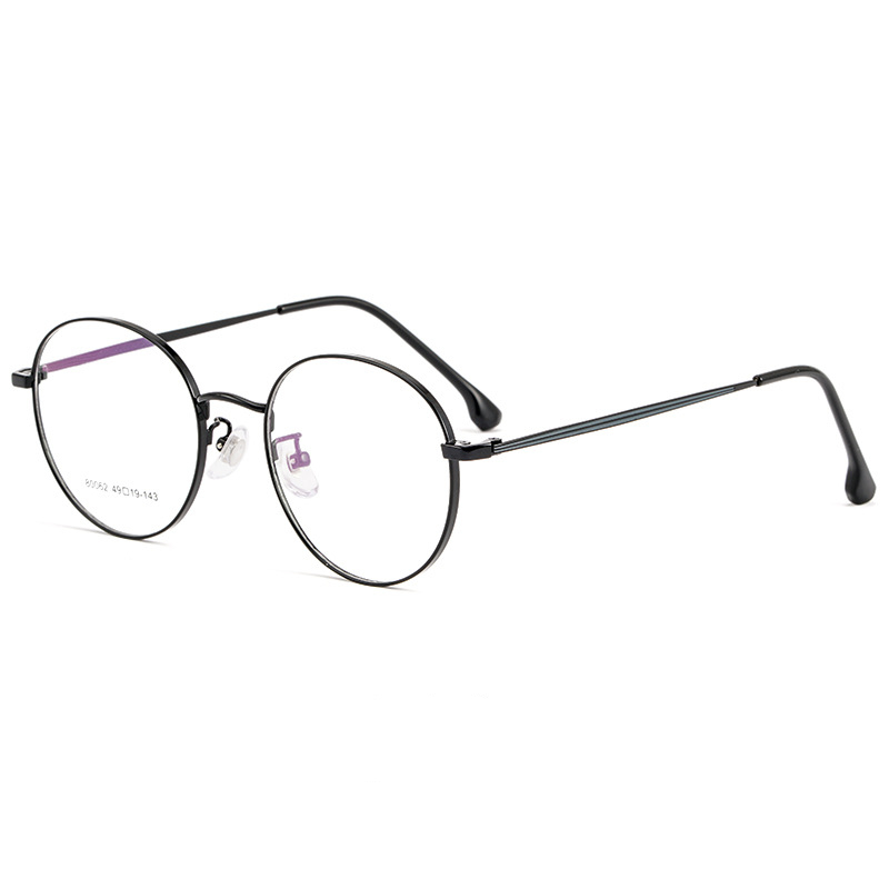 KatKani Retro Small Round Frame Women's Ultralight Metal Anti-Blue Light Myopia Optical Prescription Eyeglasses Frame 01-80062: Black