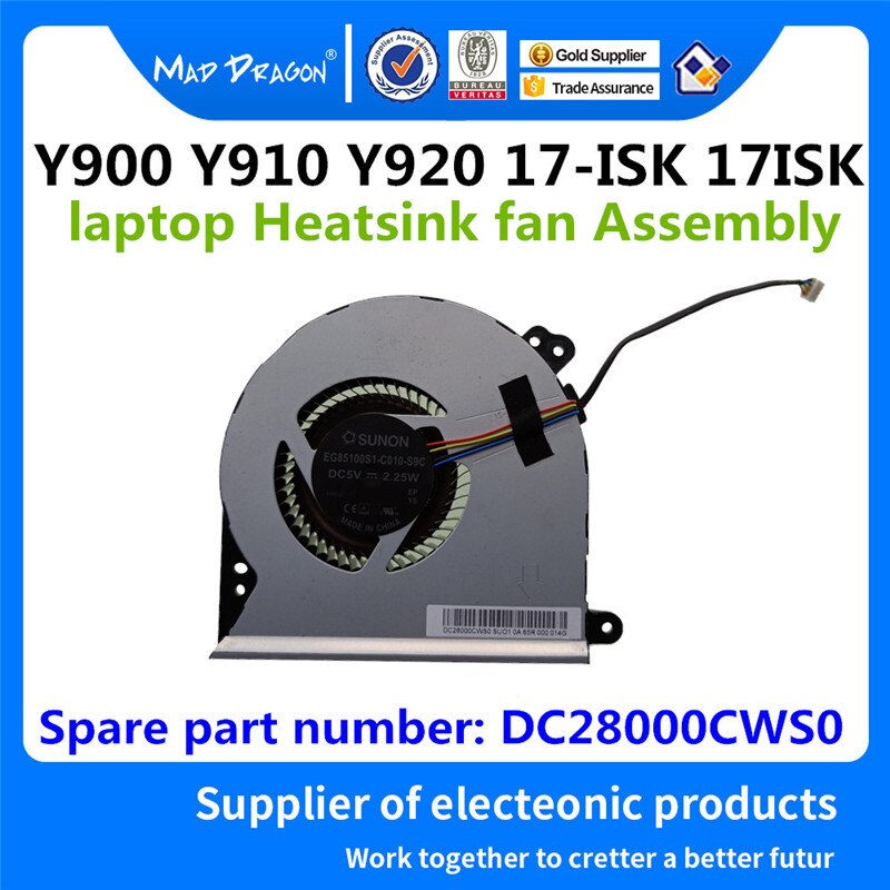 szalony smok marka laptop nowy wentylator chłodzący cpu wideo GPU wentylator dla Lenovo ideapad Y900 Y910 Y920 17-ISK 17ISK DC28000CYS0 DC28000CWS0: DC28000CWS0