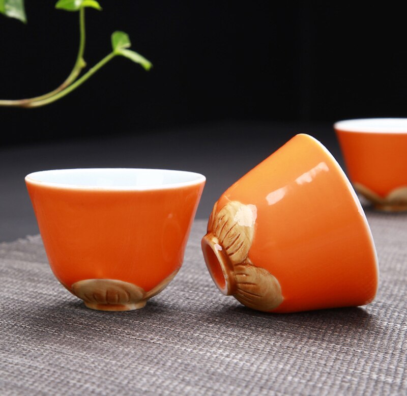 Creativo Cachi Modello Kung Fu da Tè in Ceramica impostato Comprende 6 tazze 1 teiera, smalto rosso di Porcellana Squisita Tazza di Tè drinkware