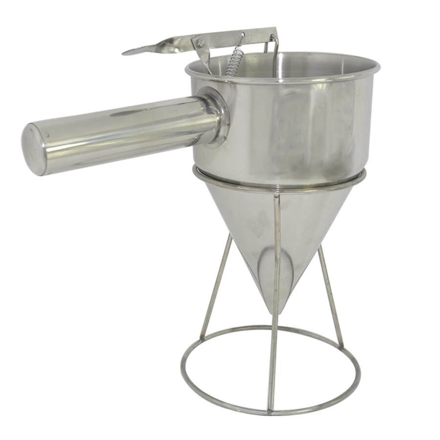 1 pieza de acero inoxidable pulpo bolas cono de huevo embudo Waffle Maker herramienta con estante dispensador de jarabe de azúcar para pastel PH 001