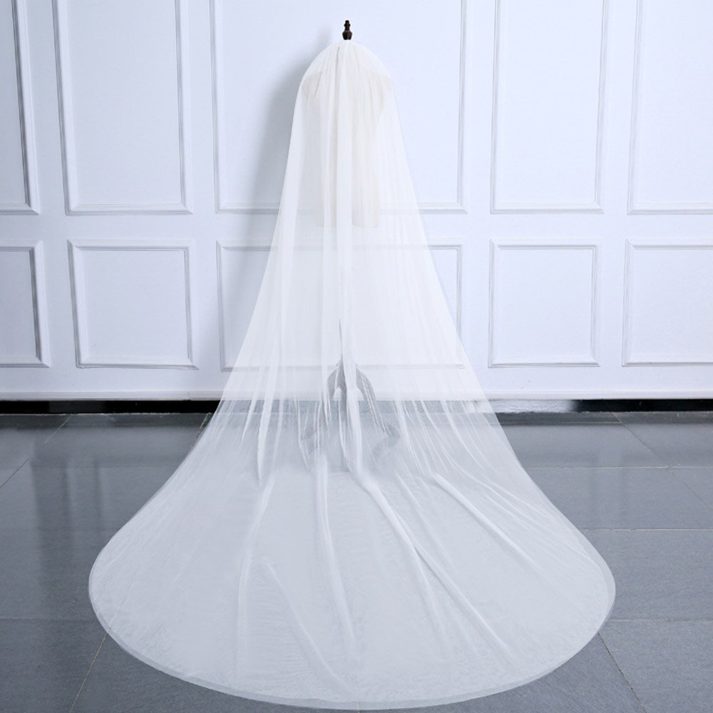 Bryllup slør 3 meter lange bløde brude slør med kam dobbelt-lag elfenben hvid farve til bryllupsfest brude: Elfenben dobbelt lag