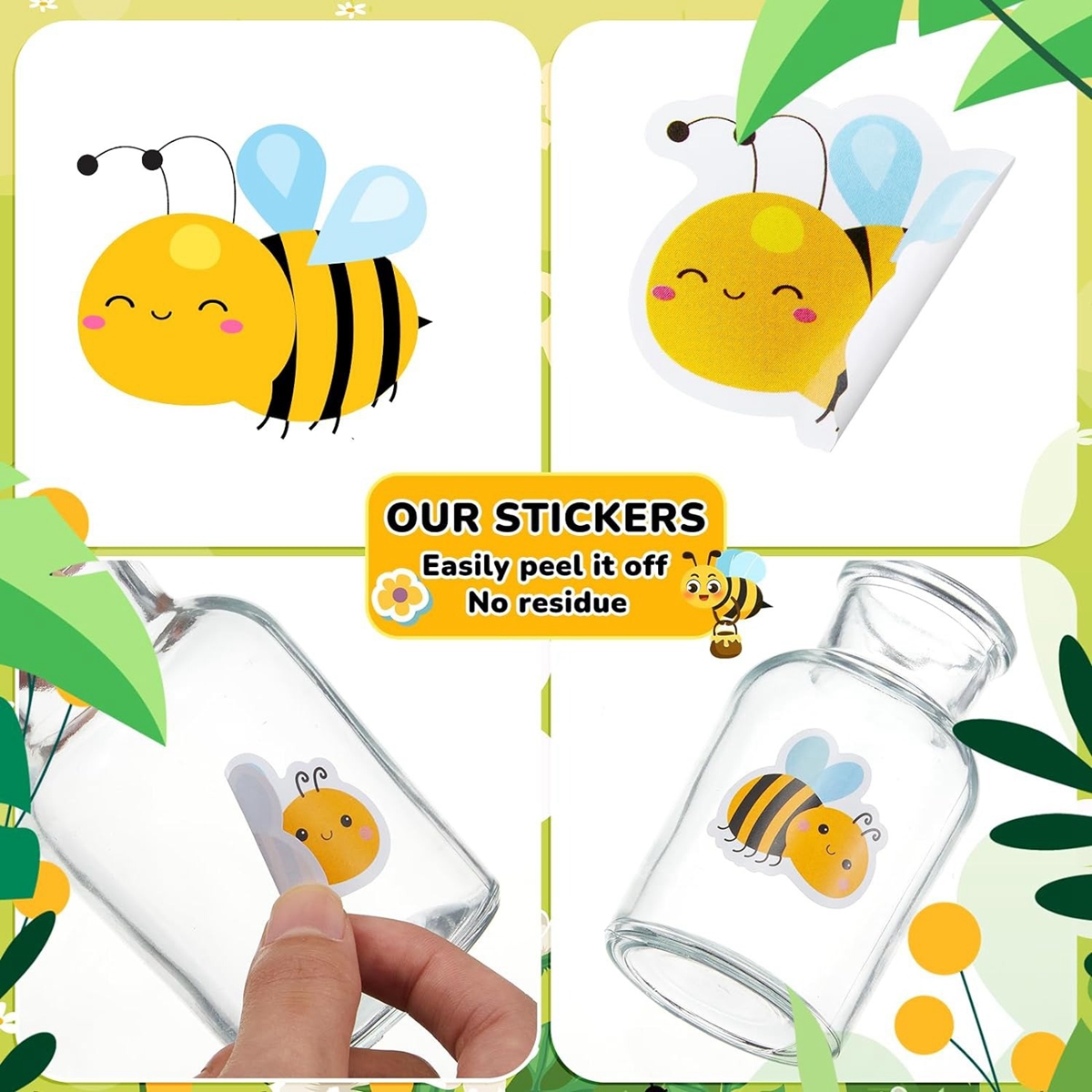 500 stuks/rol bijenstickers leraar beloningsstickers schattige dierenstickers schoolbenodigdheden toenemen rolsticker