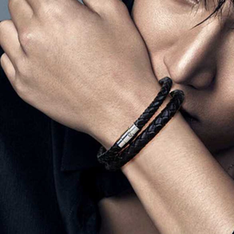 15 kleuren Geweven Armbanden Paar Armband Magnetische Sluiting Mannen Vrouwen Gevlochten Lederen Staal Lederen Touw Ketting Sieraden