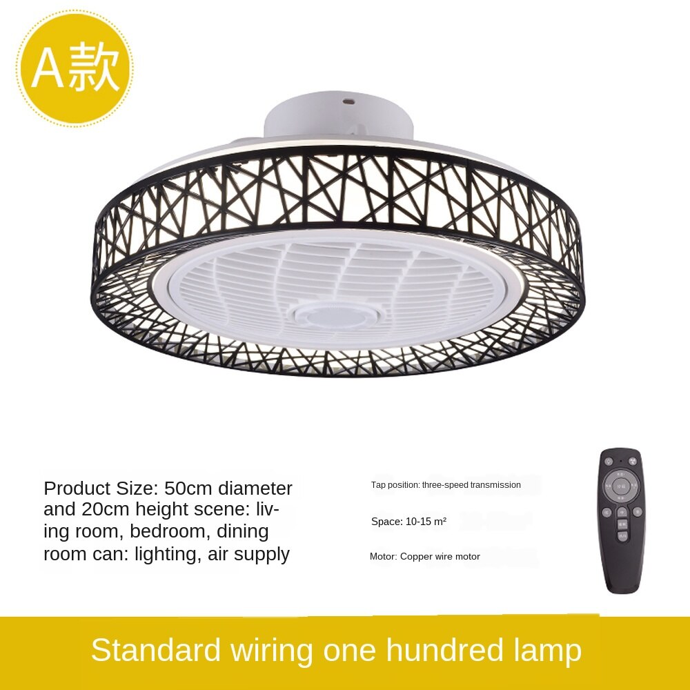 50cm smarta led takfläktar med lampor fjärrkontroll sovrum inredning ventilator lampa luft osynlig wifi bluetooth tyst: Svart a / 220v ingen wifi -app