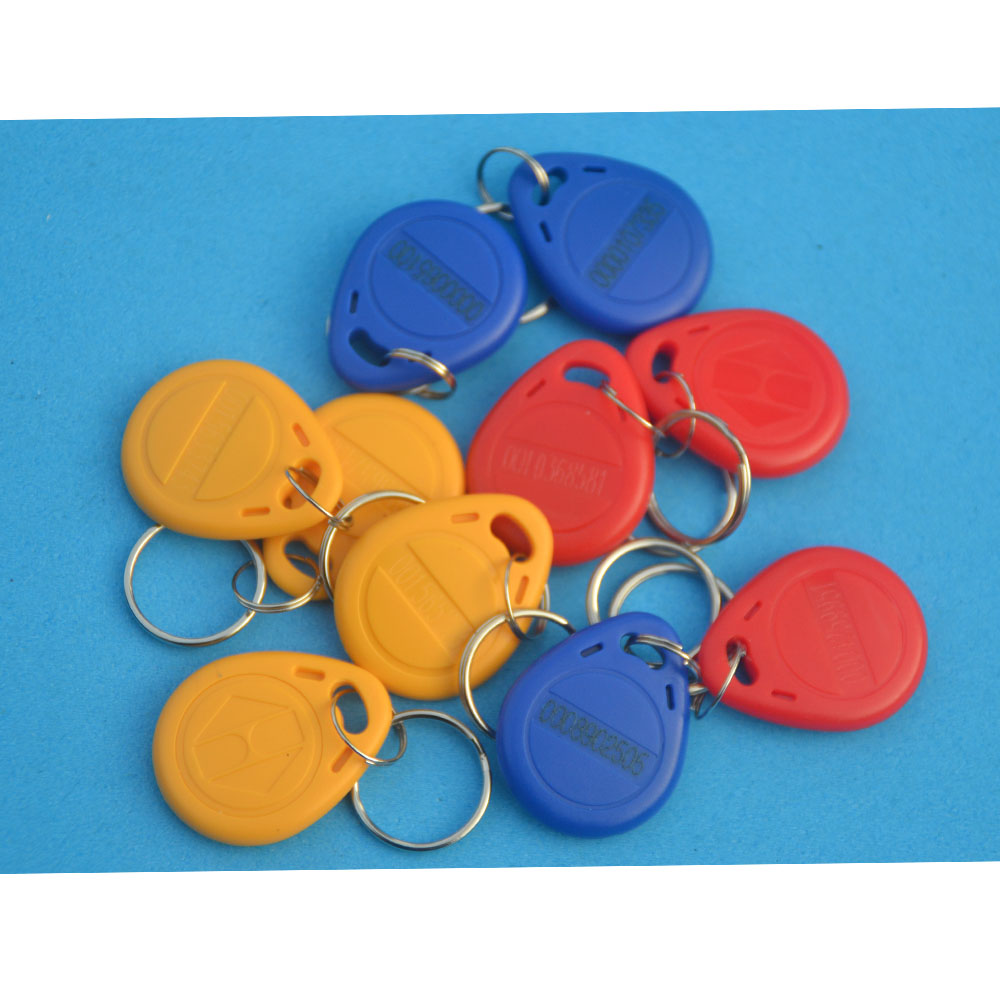 10pcs/Lot 125Khz TK4100 RFID tag Proximity ID Token Tag Key Fob Access Control Red Yellow Blue