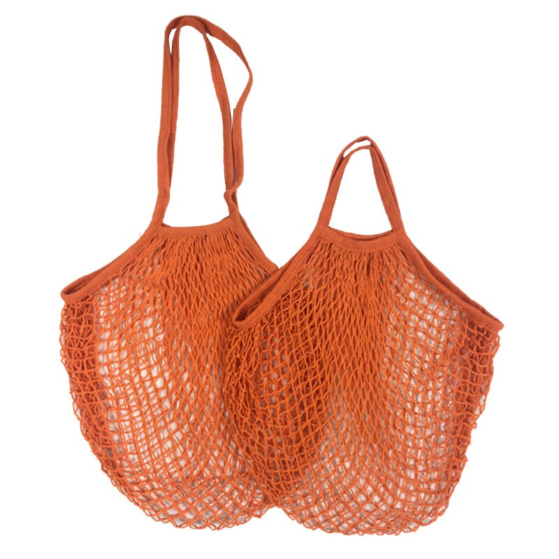 Herbruikbare Fruit Groente Tas Wasbare Katoenen Mesh Boodschappentassen Katoen String Zakken Netto Boodschappentassen Mesh Zakken Voor Fruit Opslag: S-10x35x38cm / Orange 09