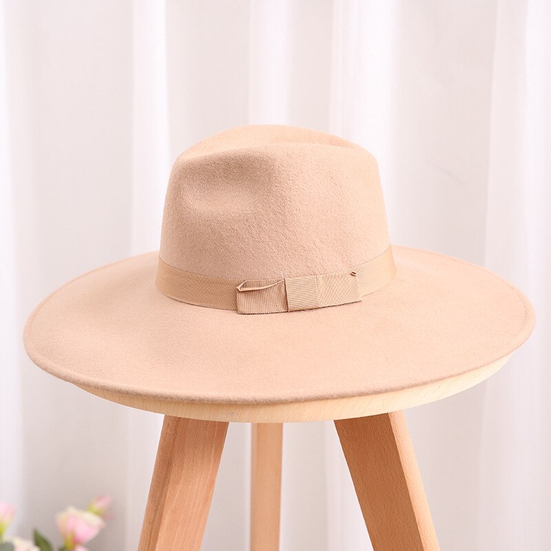 Men Fedora Hat Australia Wool Women's Hats 12cm Large Brim Woolen Hat for Classic Church Wool Felt Hat