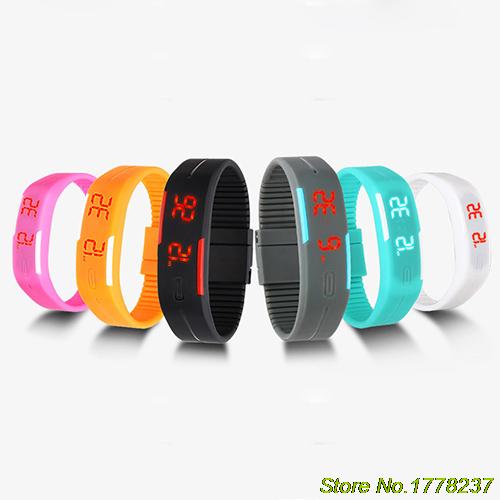 Reloj de pulsera LED rojo de silicona para hombres y mujeres, reloj de pulsera táctil Digital 4VOP