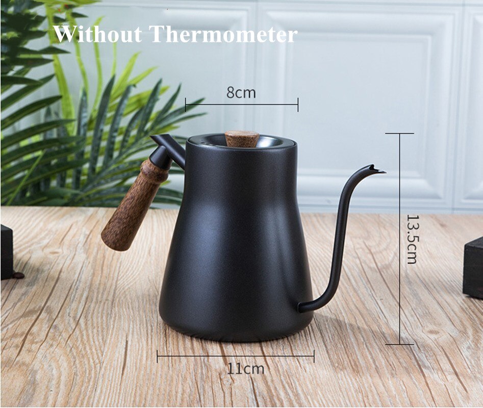 850ml 304#Stainless Steel Long Narrow Spout Coffee Pot Gooseneck Kettle Hand Drip Kettle Pour Over Coffee With lid thermomete