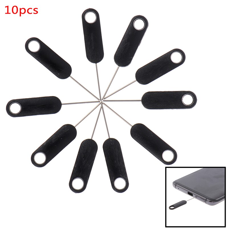 10pcs Sim Card Tray Removal Pin Eject Opener Tool for Smartphones Tablets Black