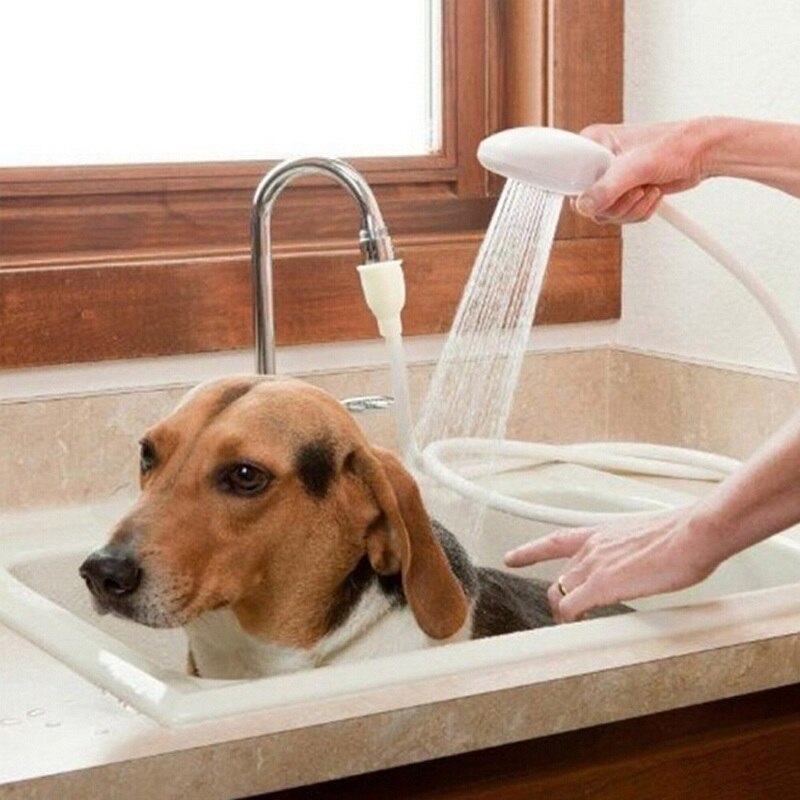 Ducha de baño para perros y gatos, cabezal de pulverización de grifo blanco multifunción para lavado de pelo de mascotas,