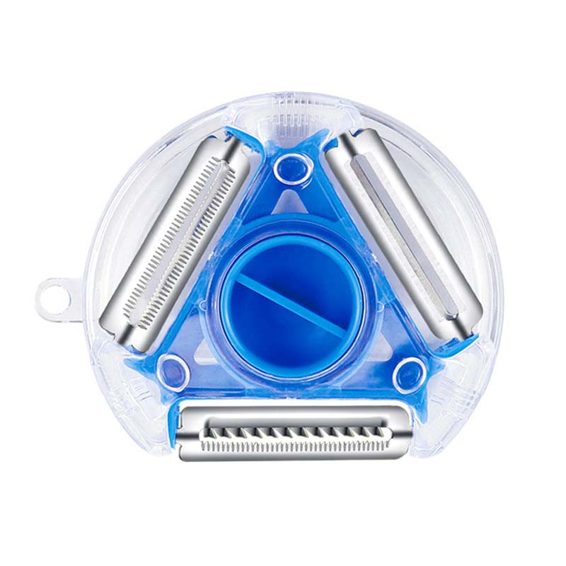 3 in 1 Magic Trio Peeler Set Slicer Stainless Steel Peeler Shredder Julienne Cutter Multi Peel Blade Zesters Grater Kitchen Tool: Blue