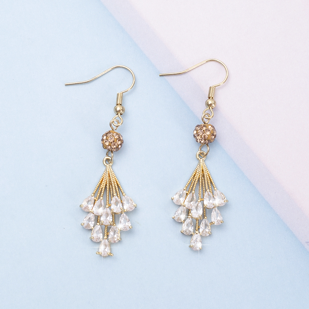 Rhombus Dangle Zircon Earrings For Women Luxury Crystal Trend Vintage Style Girls Jewelry