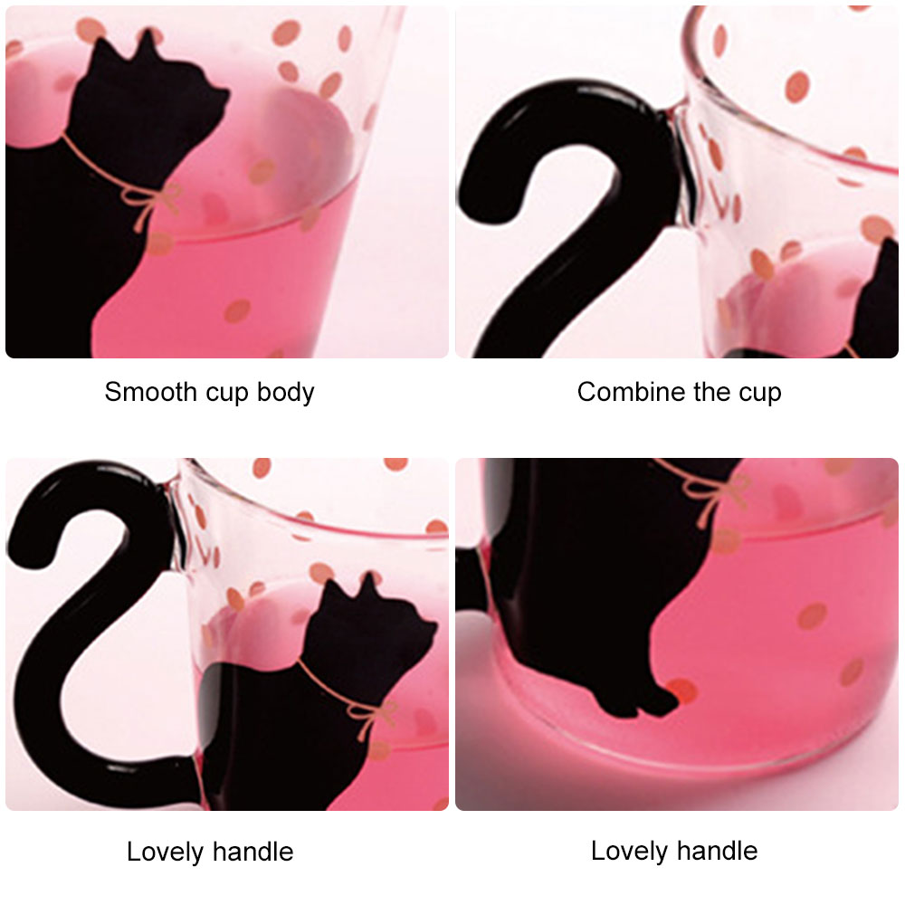 Tasse en verre de café en forme de chat mignon, tasse créative pour Couple, amoureux, poignée en queue de chat, tasse à lait, meilleur pour Couple
